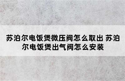 苏泊尔电饭煲微压阀怎么取出 苏泊尔电饭煲出气阀怎么安装